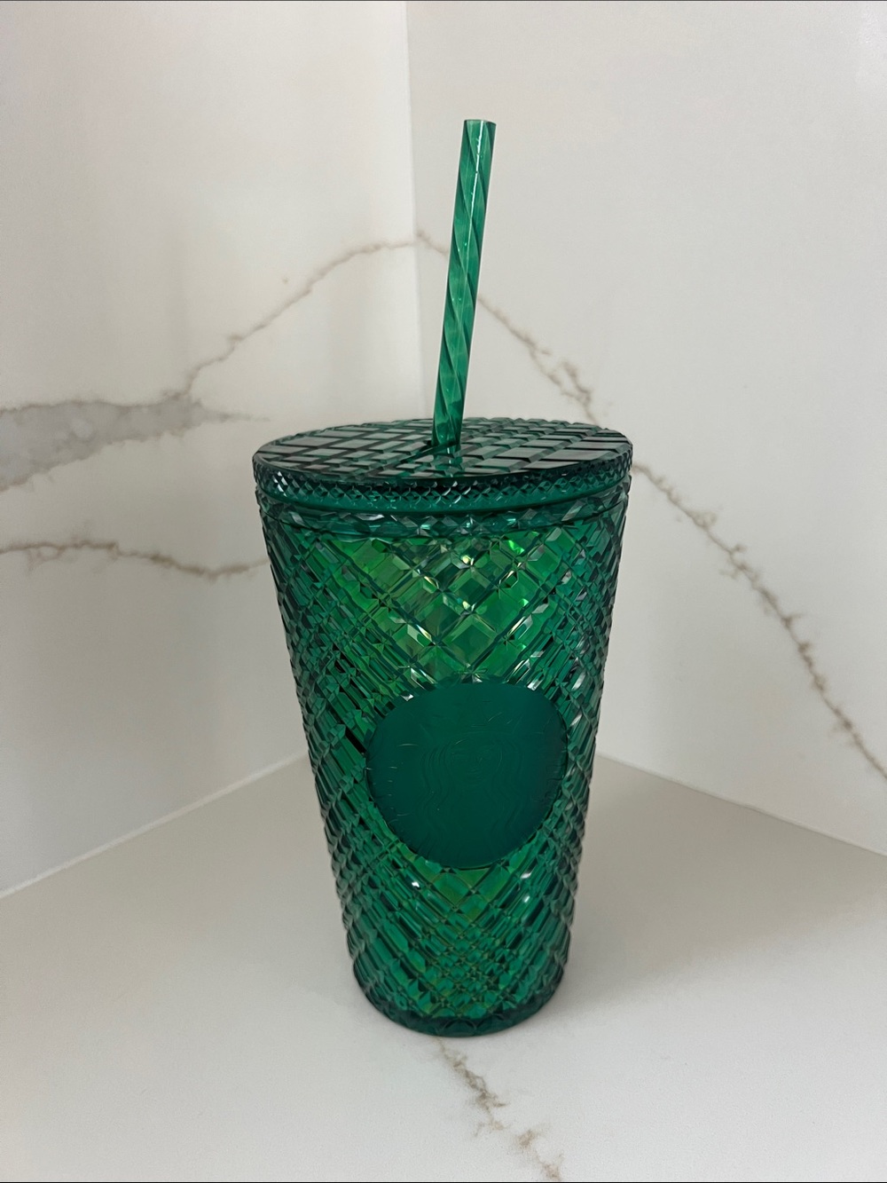 Green Textured Reusable Tumbler with Straw